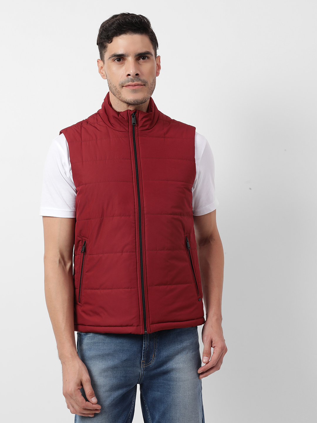 Numero Uno Men Maroon Sleeveless Jackets